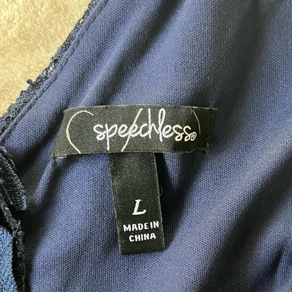 🗣SOLD🗣 HP!!🎖🎖Speechless Navy Blue Lace Sleeveless Fit&Flare Dress SizeL - Picture 7 of 16